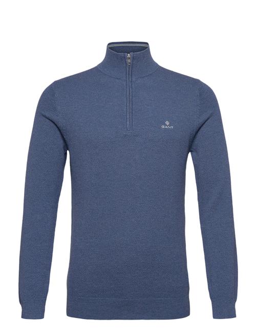 Se GANT Cotton Pique Half Zip GANT Blue ved Booztlet