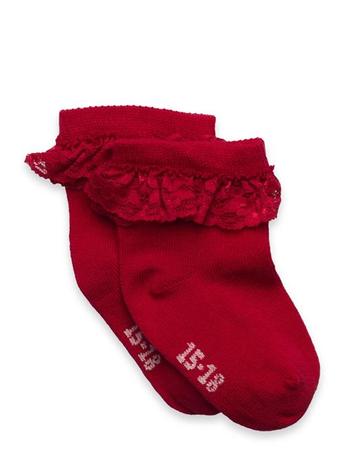 Ankle Sock W. Lace Minymo Red