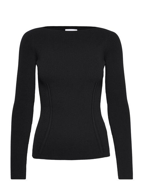 Calvin Klein Iconic Rib Open-Neck Sweater Ls Calvin Klein Black