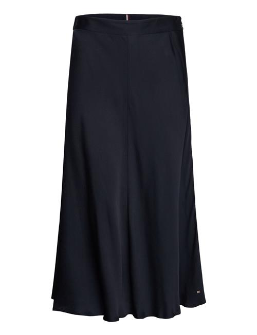 Tommy Hilfiger Vis Crepe Solid Midi Skirt Tommy Hilfiger Navy