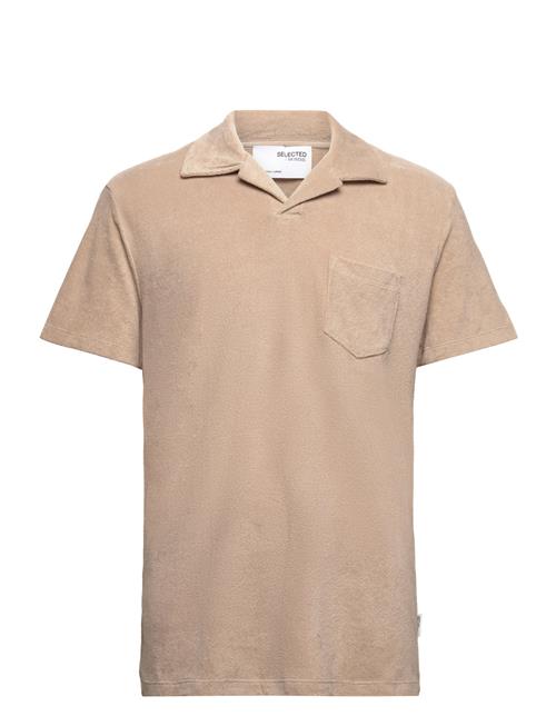 Se Selected Homme Slhrelax-Terry Ss Resort Polo Ex Selected Homme Beige ved Booztlet