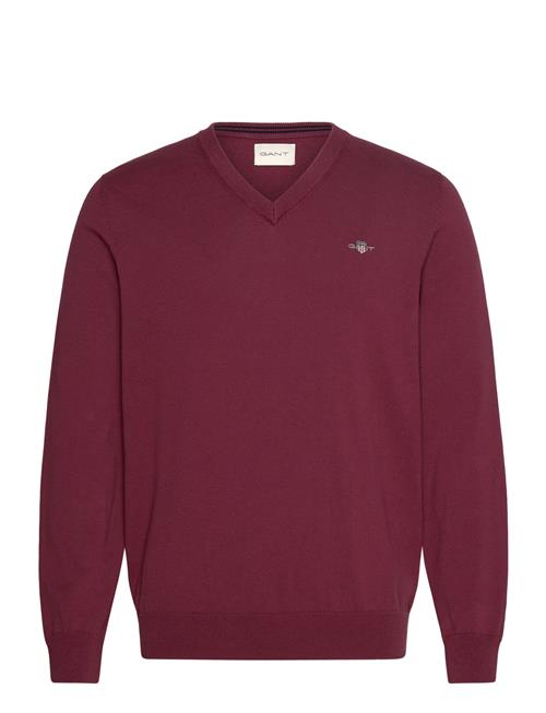 Se GANT Classic Cotton V-Neck GANT Burgundy ved Booztlet