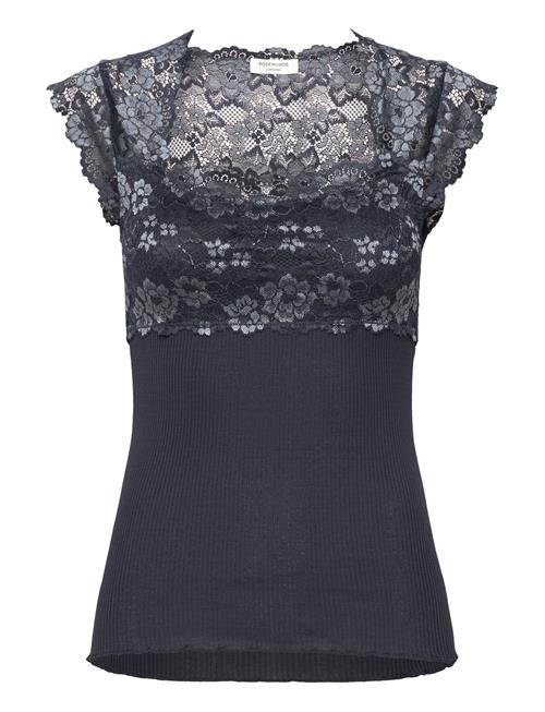 Se Rosemunde Silk Top W/ Lace Rosemunde Navy ved Booztlet