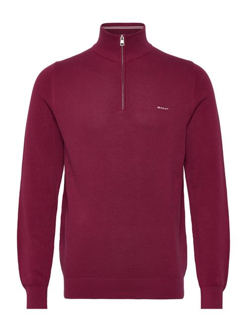 Cotton Pique Half Zip GANT Burgundy