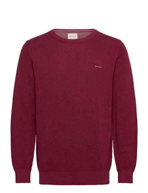 Se GANT Cotton Pique C-Neck GANT Burgundy ved Booztlet