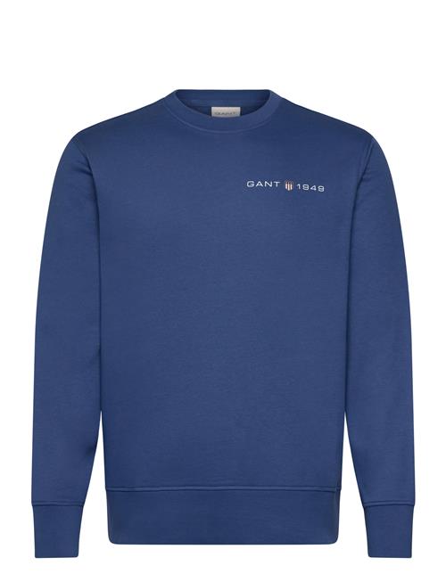 Se GANT Printed Graphic C-Neck Sweat GANT Blue ved Booztlet