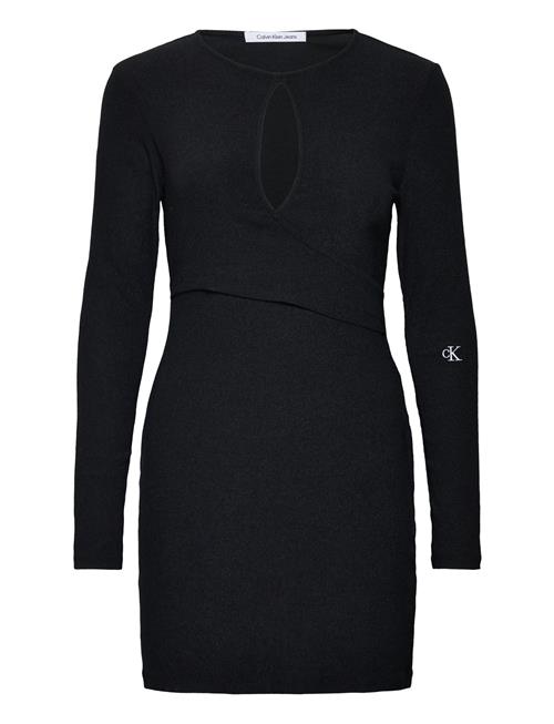 Calvin Klein Jeans Front Split Wrap Ls Dress Calvin Klein Jeans Black