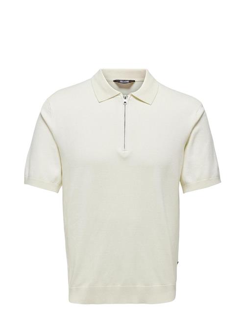 Se ONLY & SONS Onswyler Life Reg 14 Ss Zip Polo Knit ONLY & SONS Cream ved Booztlet