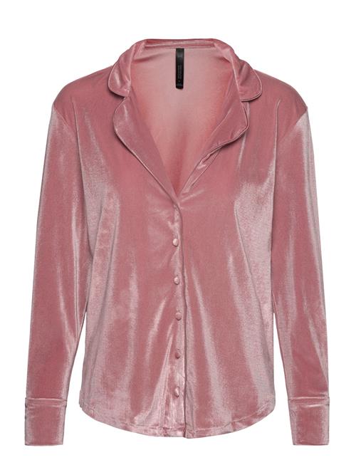 Jacket Ls Shiny Velours Piping Hunkemöller Pink