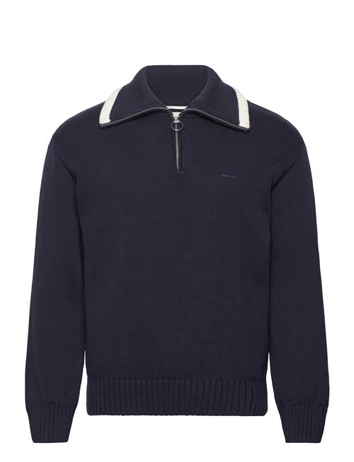 Se GANT Relaxed Plain Cotton H-Zip GANT Navy ved Booztlet