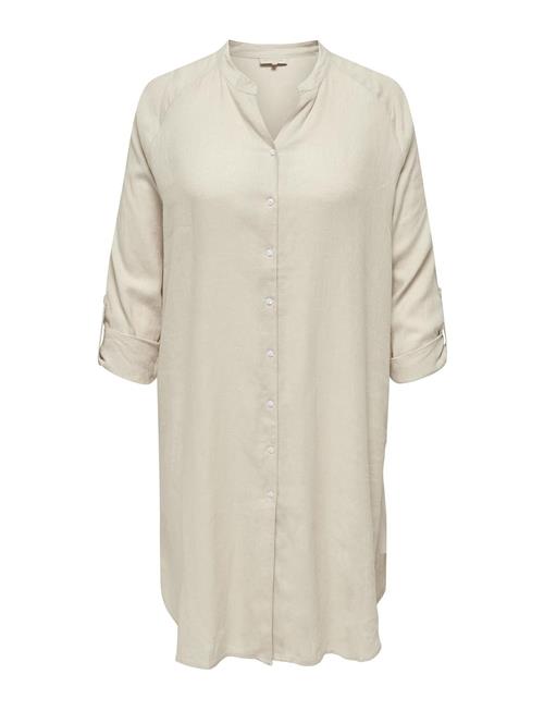 Cartokyo L/S Linen Blend Dress Wvn ONLY Carmakoma Cream