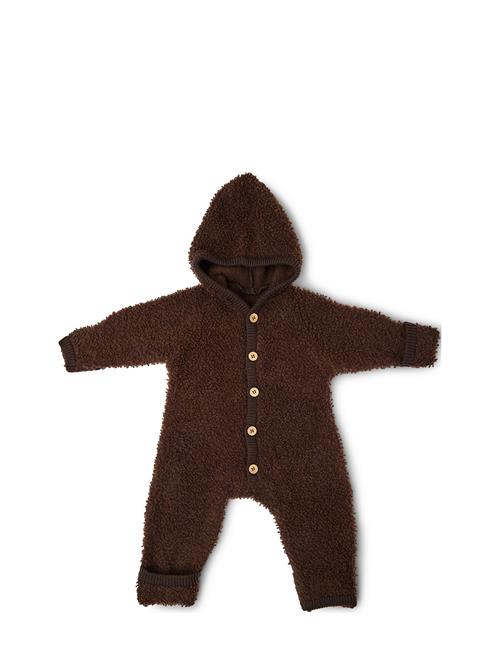 Smallstuff Jumpsuit Bouclé Merino Wool W. Buttons And Hoodie Smallstuff Brown