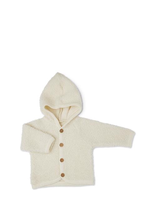 Smallstuff Cardigan Bouclé Merino Wool W. Buttons And Hoodie Smallstuff Cream