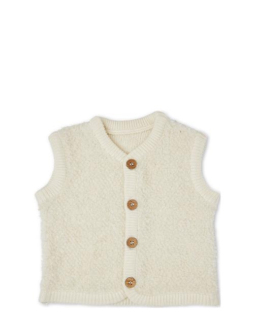 Smallstuff Vest Bouclé Merino Wool W. Buttons Smallstuff Cream