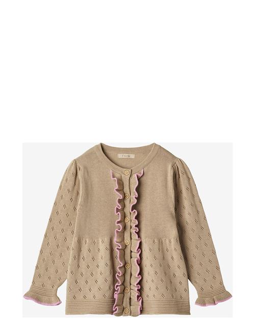 Se Fliink Glassy Ls Cardigan Fliink Beige ved Booztlet