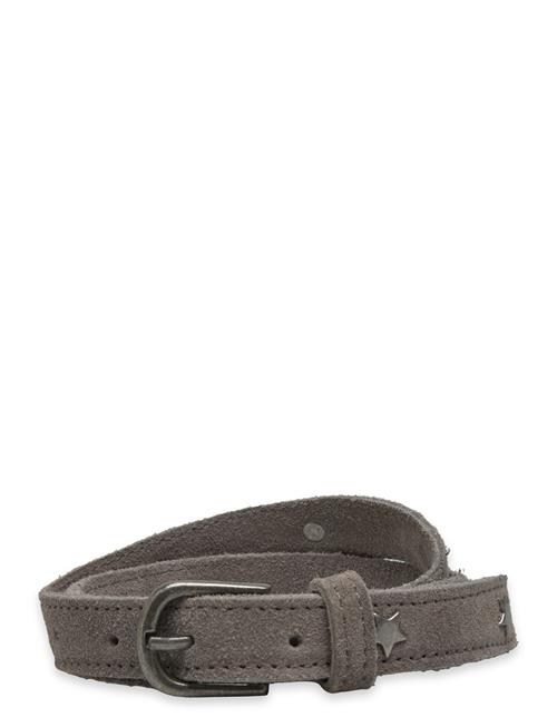 Leather Belt With Star Studs Mango Grey