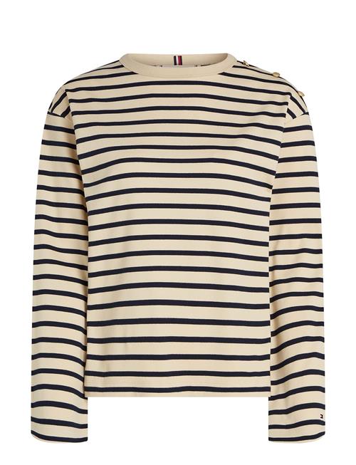 Se Rlx Gold Btn Stripe C-Nk Ls Tommy Hilfiger Beige ved Booztlet