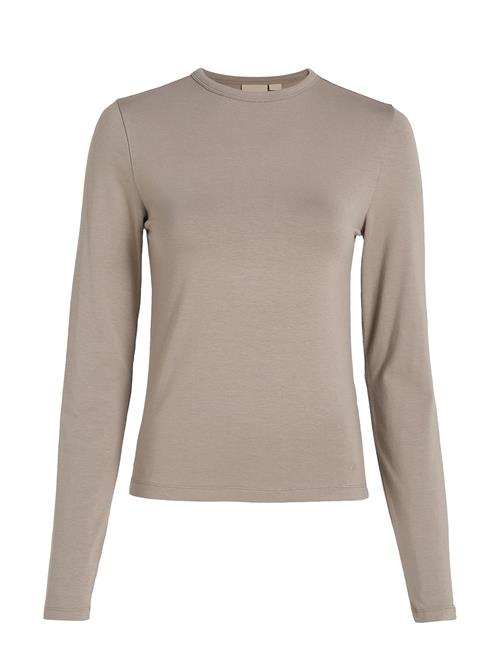 Calvin Klein Modal Stretch Slim C-Neck Top Ls Calvin Klein Beige