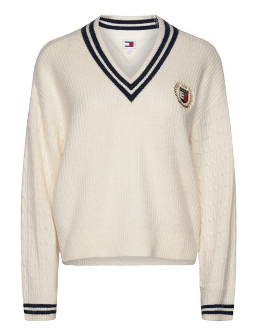 Tjw Vnck Crest Cable Sweater Ext Tommy Jeans White