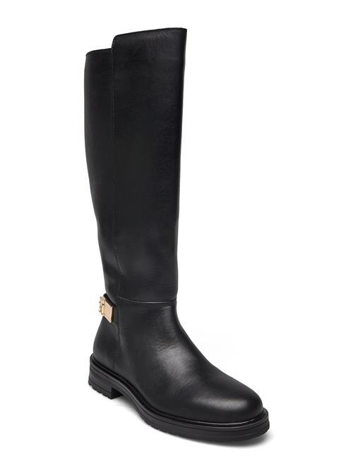 Se Tommy Hilfiger Th Logo Leather Long Boot Tommy Hilfiger Black ved Booztlet