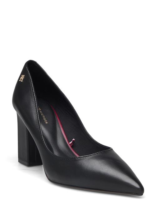 Tommy Hilfiger Block Heel Pointed Pump Leather Tommy Hilfiger Black