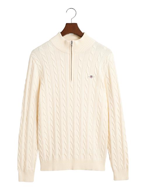 Se GANT Cotton Cable Half Zip GANT Cream ved Booztlet