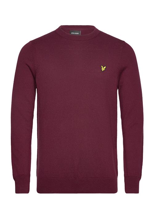 Se Lyle & Scott Cotton Merino Crew Neck Jumper Lyle & Scott Burgundy ved Booztlet