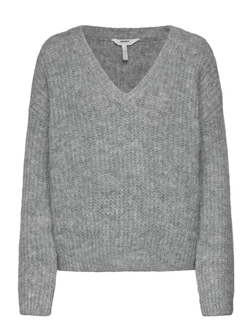 Object Objmilu Ls Lo V-Neck Knit E Au 24 Object Grey