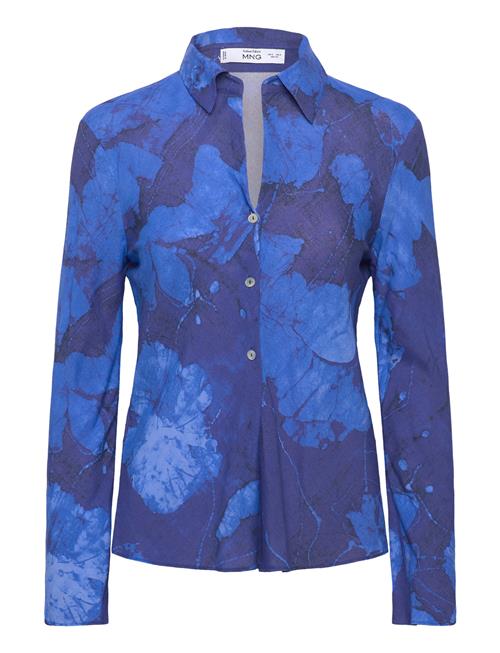 Floral Print Shirt Mango Blue