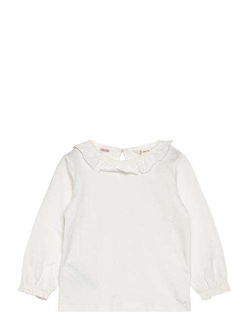 Mango Ruffled Collar T-Shirt Mango White