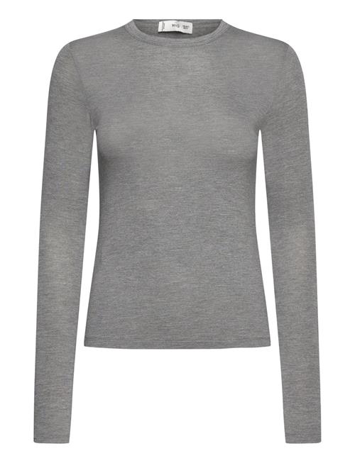 Mango Round-Neck Long-Sleeved T-Shirt Mango Grey