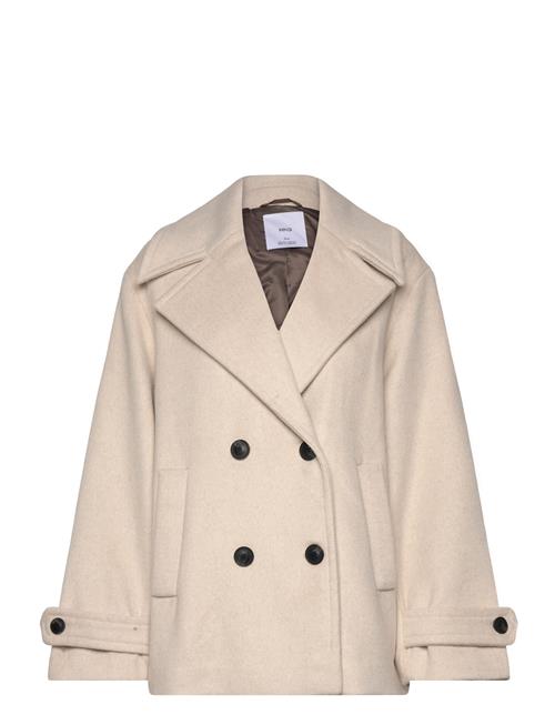 Wool Double-Breasted Coat With Buttons Mango Cream