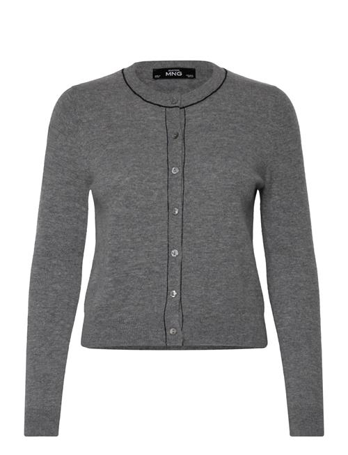 Mango 100 Wool Cardigan With Decorative Stitching Mango Grey