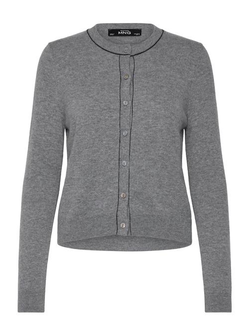 Mango Wool Cardigan With Decorative Stitching Mango Grey