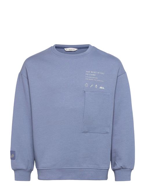 Mango Printed Cotton Sweatshirt Mango Blue