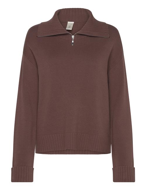 YAS Yasfonny Ls Zip Knit Pullover S. - D2D YAS Brown