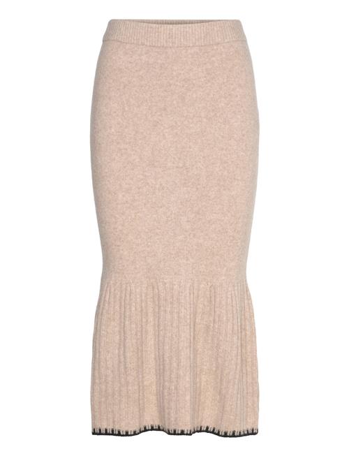 Bubbleroom Contrast Edge Knitted Skirt Bubbleroom Beige