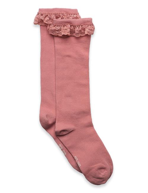 Minymo Knee Sock W. Lace Minymo Pink