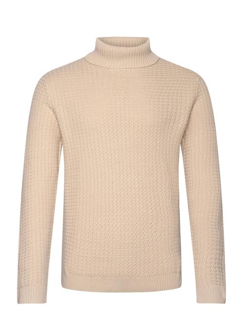 Selected Homme Slhzig Ls Knit Structure Roll Neck Selected Homme Cream