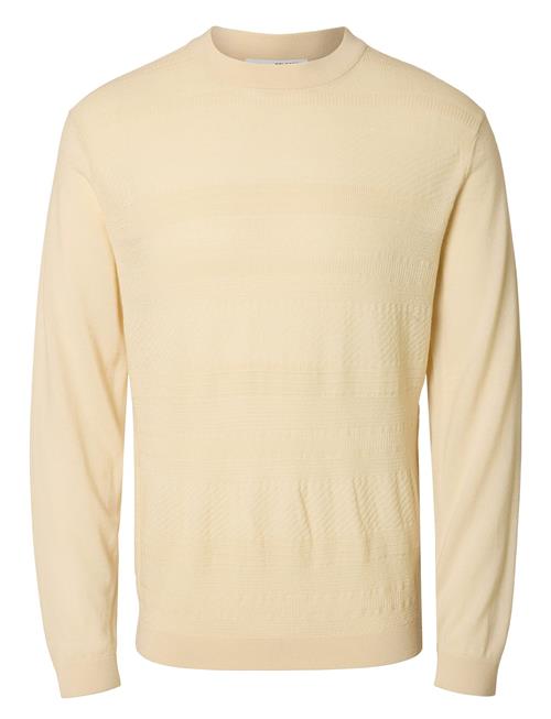 Selected Homme Slhtray Ls Knit Merino Crochet Crewneck Selected Homme Cream