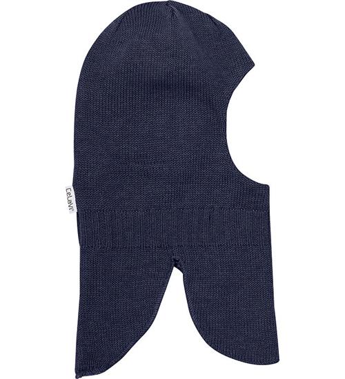 Se CeLaVi Elefanthue - Uld/Bomuld - 2-lags - Strik - Navy Melange ved KidsWorld