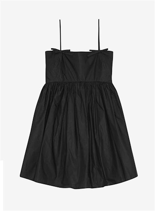 Ganni Cotton Poplin Strap Dress Black