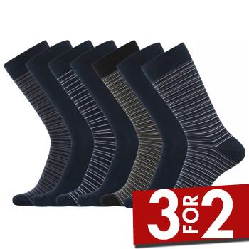 Dovre Strømper 7P Bamboo Socks Blå Mønster Str 45/48 Herre