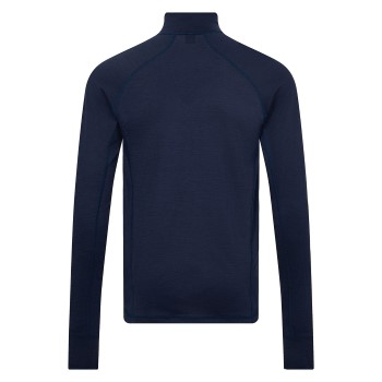 Dovre Wool Zip Single Jersey Marineblå uld Small Herre