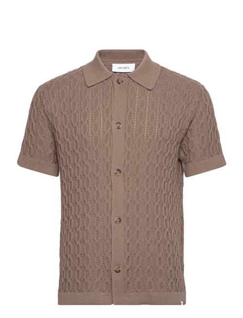 Les Deux Garrett Knitted Ss Shirt Les Deux Brown