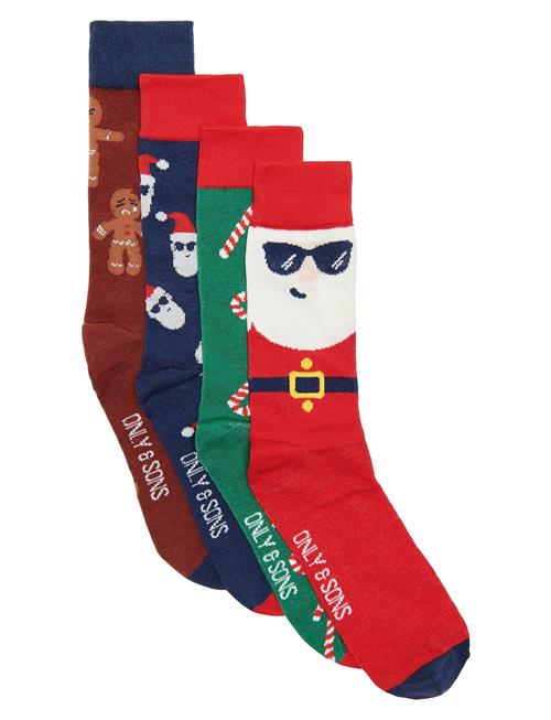 ONLY & SONS Onsxmas Socks 4Pack Calendar Box ONLY & SONS Red