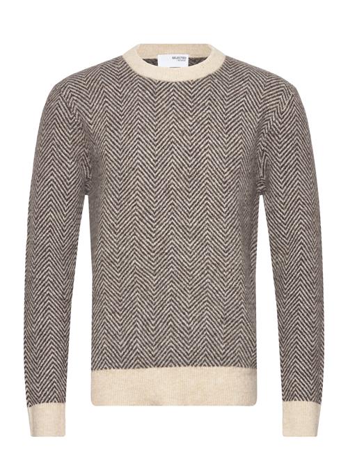 Slhrai Ls Knit Crew Neck Noos Selected Brown