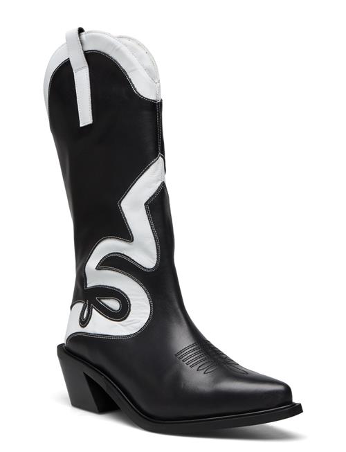 ALOHAS Mount Texas Black White Leather Boots ALOHAS Black