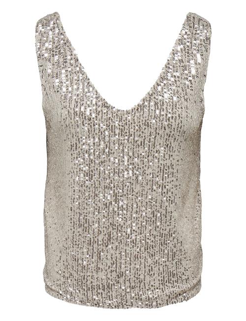 Se ONLY Onlana S/L V-Neck Sequins Top Jrs ONLY Gold ved Booztlet