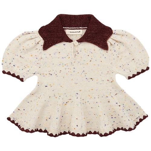 Misha & Puff Crochet Trim Puff Top Iris Confetti | Hvid | 4 years